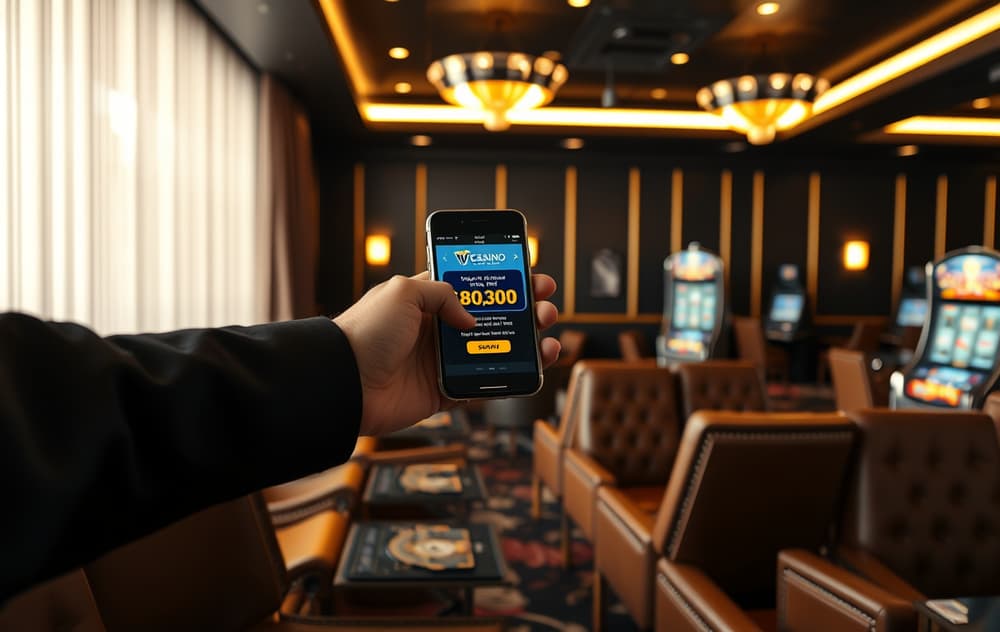 VIP-lounge med personlig vert og mobil som viser bonustilbud