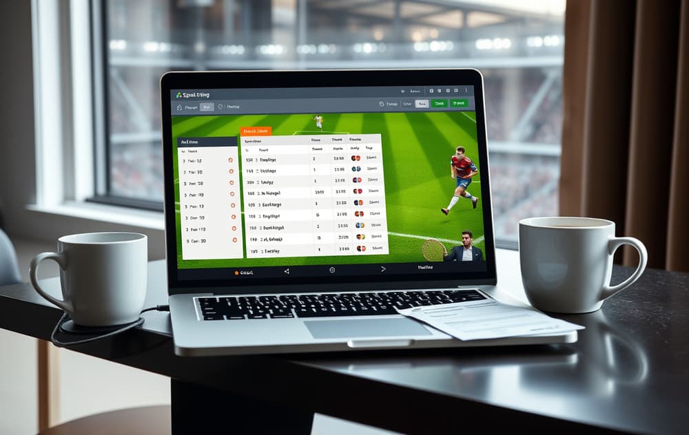 Moderne bettingside med odds og kamper på skjermen