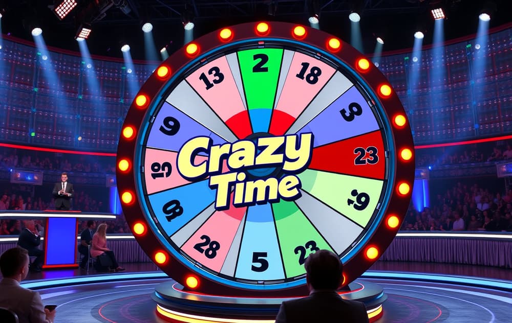Crazy Time live hjulspill med vert og publikum i studio