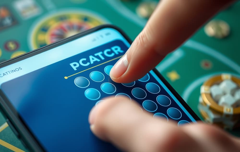 Digitalt skrapelodd på mobilskjerm med finger som skraper.